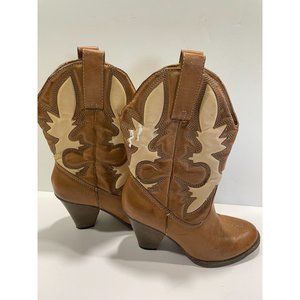 Mia Girl Cowboy Boots Laurene Natural Womens Size 7 M PEELING